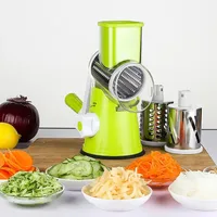 

Hot sale Kitchen Manual Rotary Vegetable Slicer 3 Round Stainless Steel Blades Round Vegetable cutter