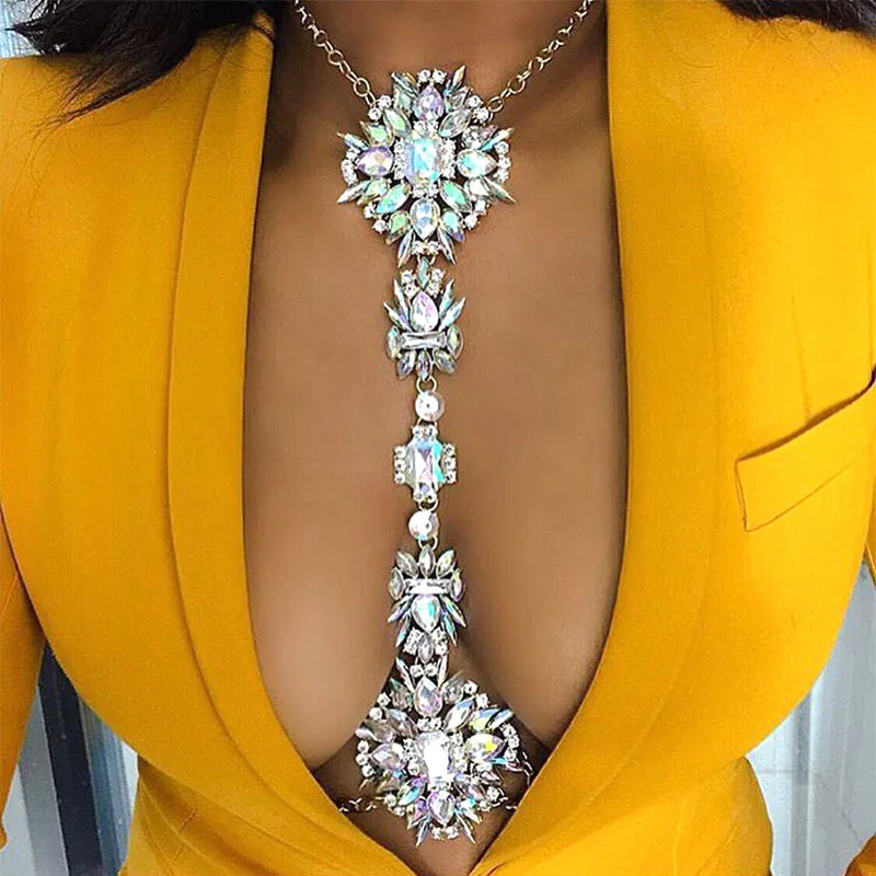 

Barlaycs Luxury Unique Rhinestone Body Chains Jewelry For Women Bridal Wedding Gift Big Statement Jewelry for Women