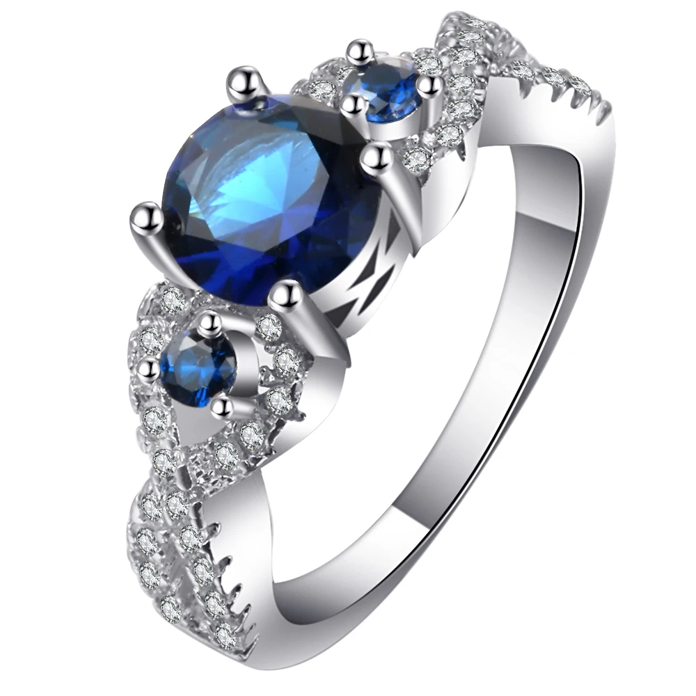 

Hainon rings Wholesale Fashion Simple Navy blue zircon rings jewelry women wedding engagement ring