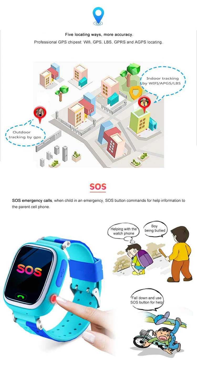 High Quality 1.22 Inch Touch Screen WIFI Tracker SOS Emergency Calling Q90 Baby Kids GPS Smart Watch
