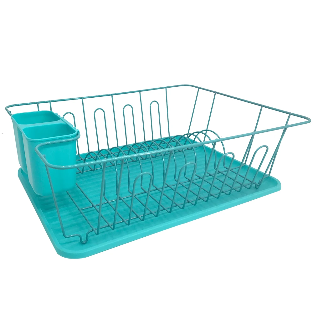 

Household kitchen use blue wall dish drainer rack iron, Siliver