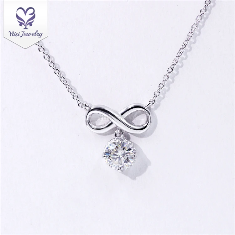 

Ytisi cheap jewelry wholesale bow-knot design 925 silver white gold plated moissanite necklace