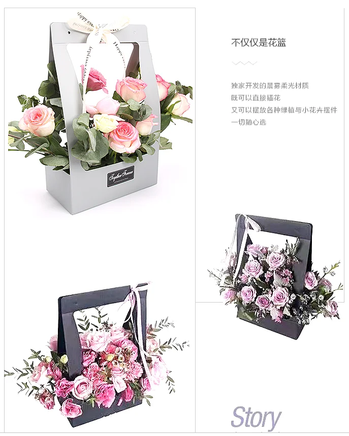 En Gros Logo Personnalisé étanche à Leau Fleuriste Bouquet Boîte Emballage Boîte à Fleurs Pour Rose Valentine Cadeau Fleur Boîte De Papier Avec