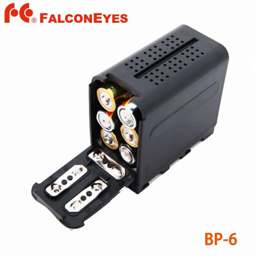 FALCON EYES 6pcs AA Battery Case Pack Power as NP-F970 for LED VIDEO LIGHT Panels or Monitor YN300 II,DV-160V