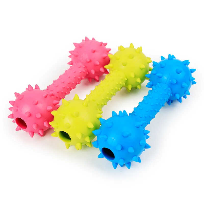 TPR Pet Toy Bite resistance Candy Color Dog Sex toy Vocal TPR dumbbell Toys For Dog
