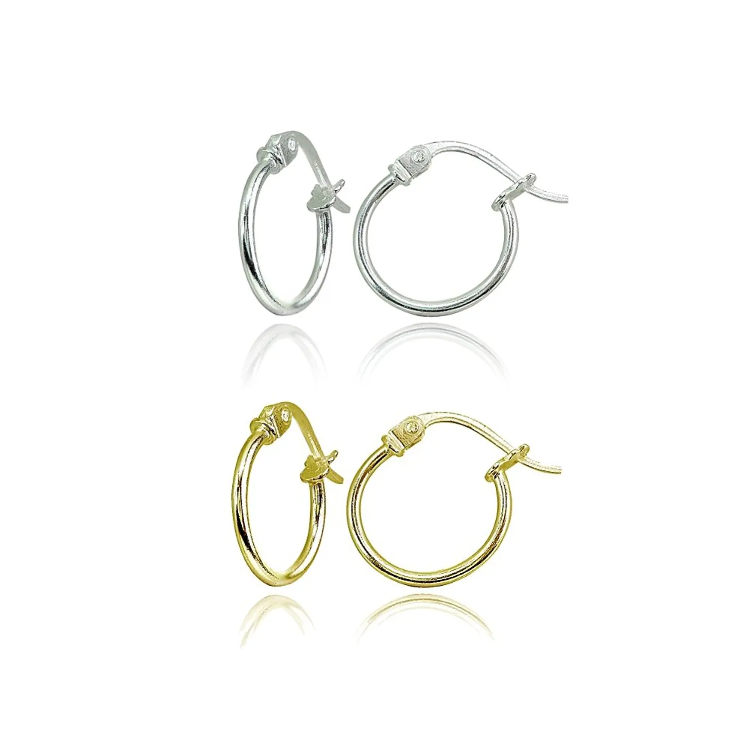 Rose Gold Flashed Sterling Silver Tiny or Small High Polished Round Thin Lightweight Unisex Click-Top Hoop Earrings Choose a Size
