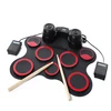 Electronic Professional Drum Pad Set With Pedals Wood Sticker