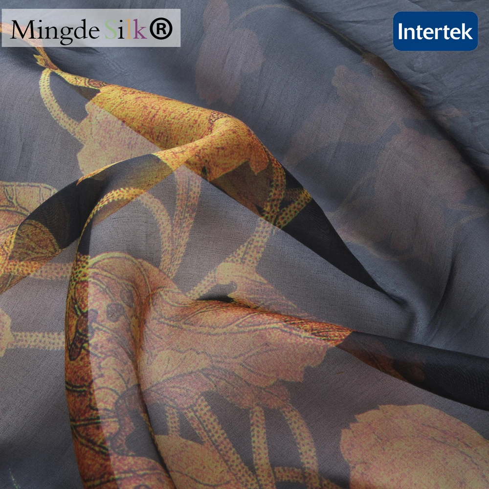 
printed pure silk organza fabric 8mm 