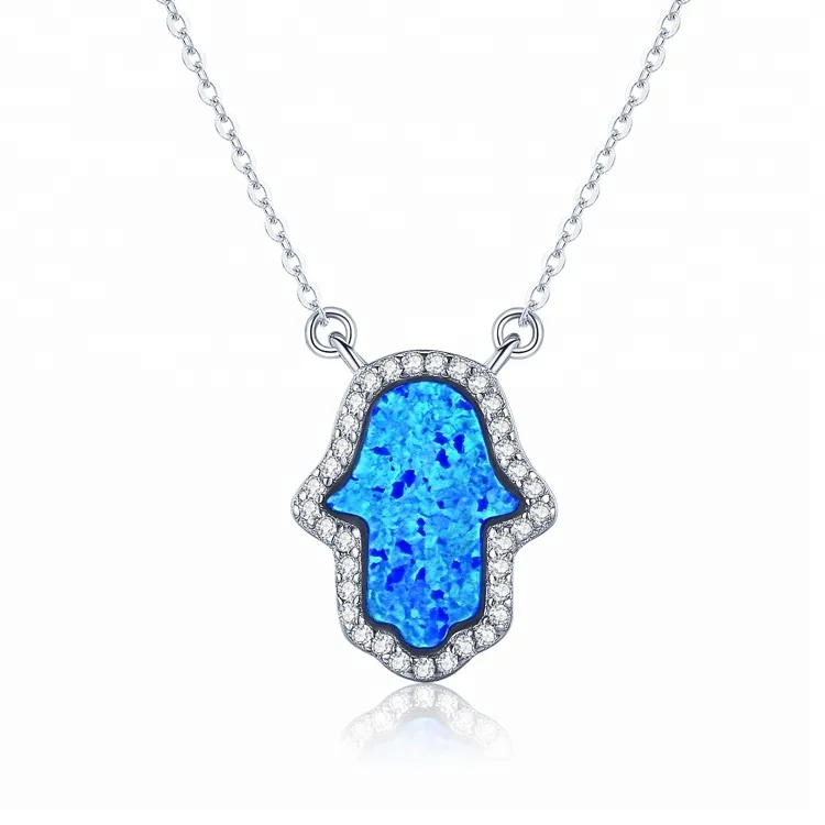 

fashionable new design gold plated sterling silver opal hamsa hand pendant necklace