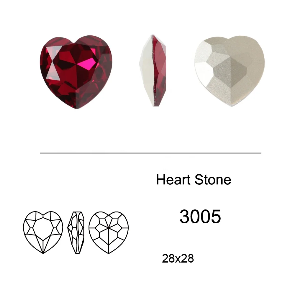 

DZ-3005 Factory Hot sales heart23*23mm point back crystal fancy stones wholesale for Jewelry making