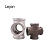 3/4" iso9001 malleable black beaded 4 way water filter pipe fitting with ribs cross tee en10242 galvanized malleable iron cross