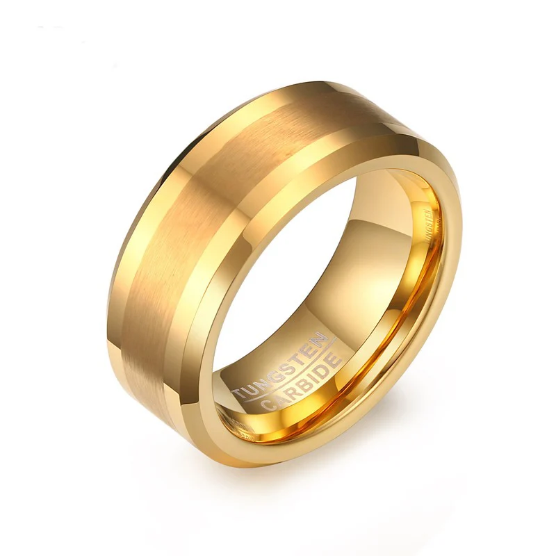 

Assorted gold plated with matte finished tungsten ring for men