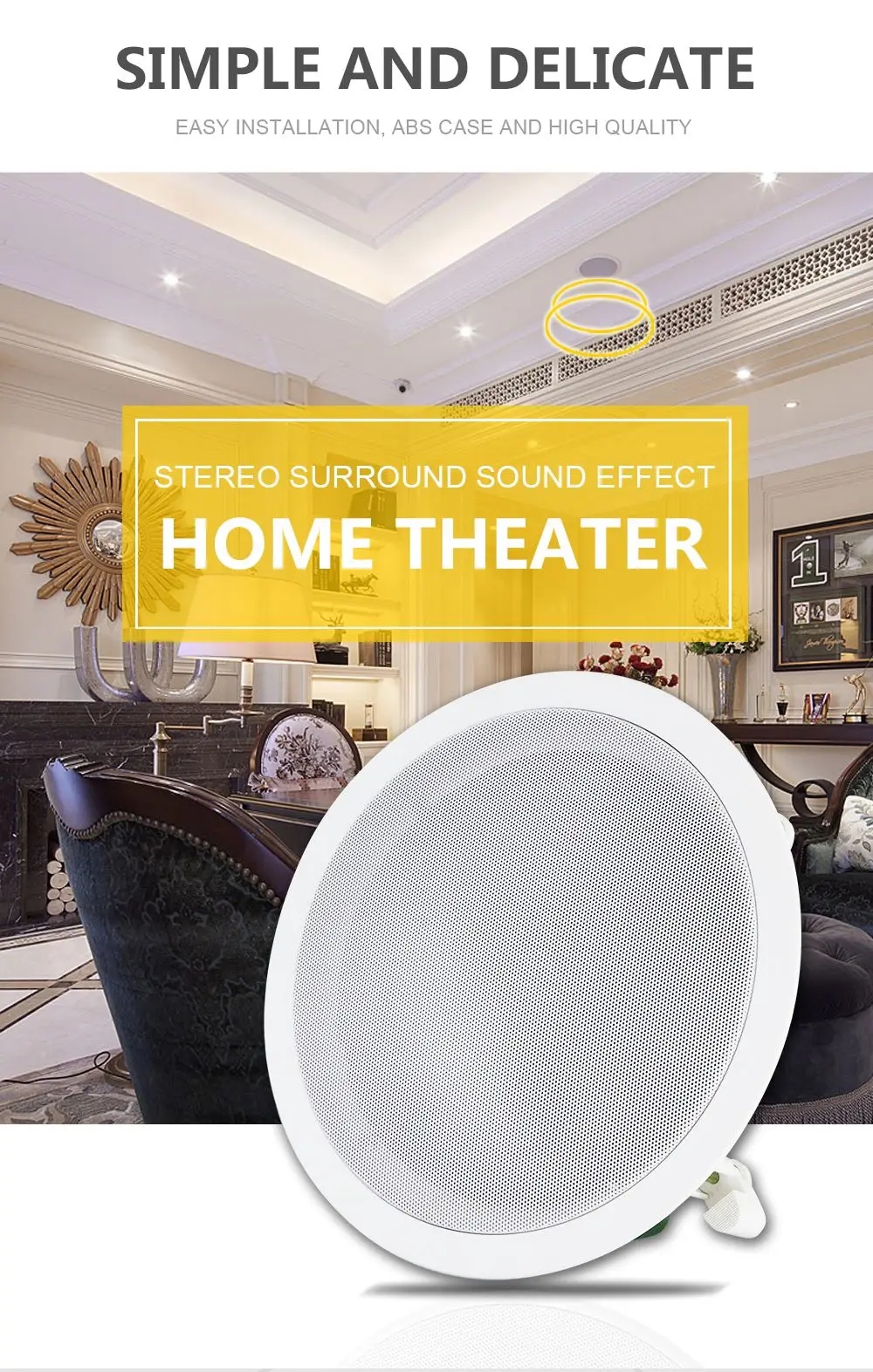 8inch High fidelity coaxial ceiling speaker with crossover broadcasting wireless ceiling speakers