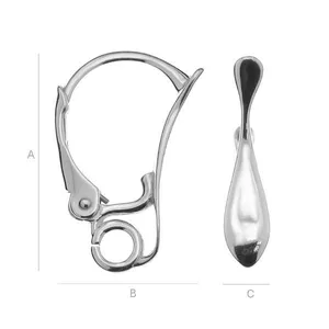 Silver earring hook, silver findings gold-plated, jewelry supplis, leever back