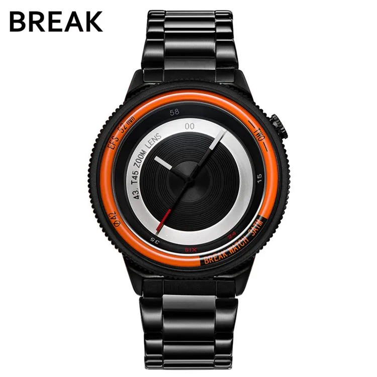 

BREAK T45 Mens Watch Unique Design Fashion Casual Sports Cool Women Lover Quartz Watch Photographer Creative Wrist Watches