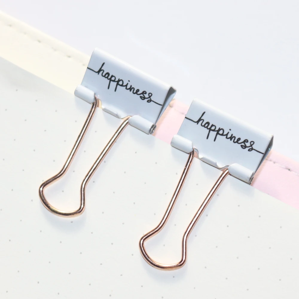 
Original creative cute office school metal binder clips set with happiness words stationery,fine student paper clips,18pcs/pack 