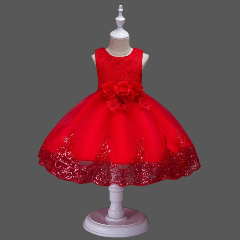 

European style flower girl bridesmaid baby girl dresses for party Sequin kid evening dress, Red ,pink ,rose ,purple ,white , shrimp pink