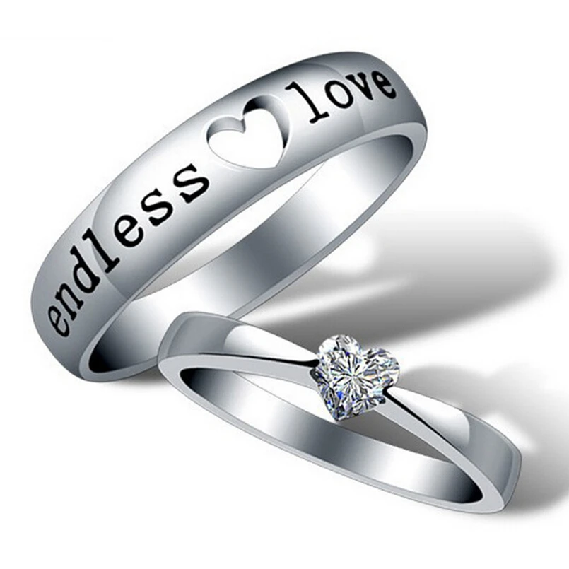 

2017 Heart Zircon Endless Love Engagement Ring ,Wedding Couple Rings Aneis de Diamante Mens Rings, N/a