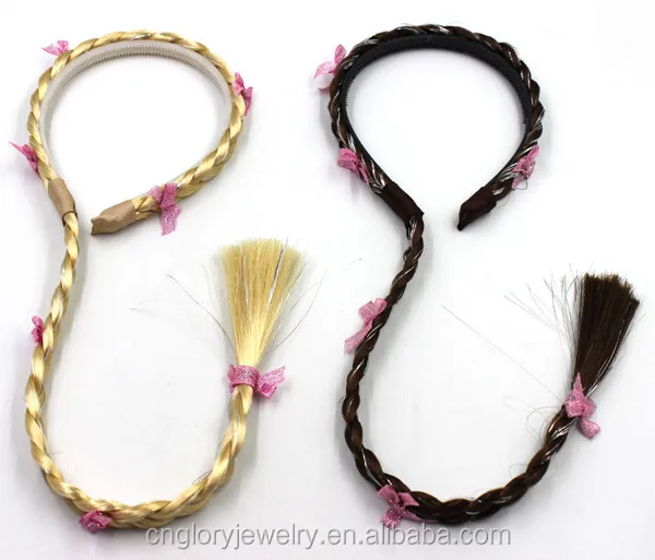 High Quality Kids Hair Extensions Braided Fake Hair Headband With
