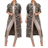 2019 New Arrivals Spring Fashion Women Elegant Open Front Long Sleeve Camouflage Printed Cardigan Coat