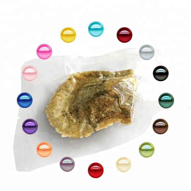 

Pearl Party Gift DIY Wholesale Vacuum-packed 6-7mm Rainbow Colors Akoya Oyster with Round Pearl
