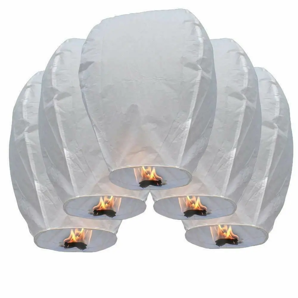 
Boomwow 100% Biodegradable ECO Friendly Beautiful White Flying Paper Sky Lantern for Weddings Birthdays Memorials 
