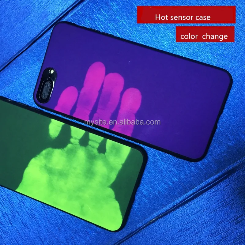 

For iphone 6 6s 7 7plus Sensitive discoloration Matte pu color changing thermal sensor cover heat Induction cell phone case, Custom