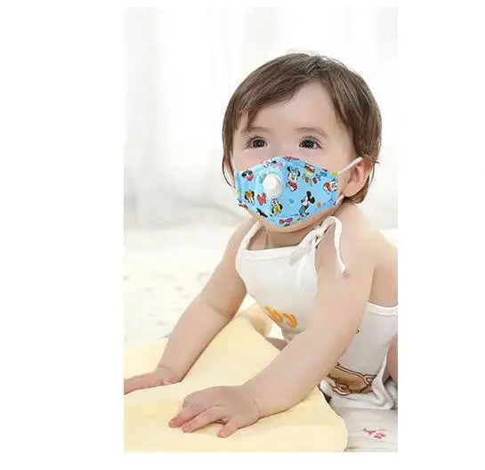 N95 Детские рот муфельные моющиеся ребенок хлопок смога рот маска с клапаном