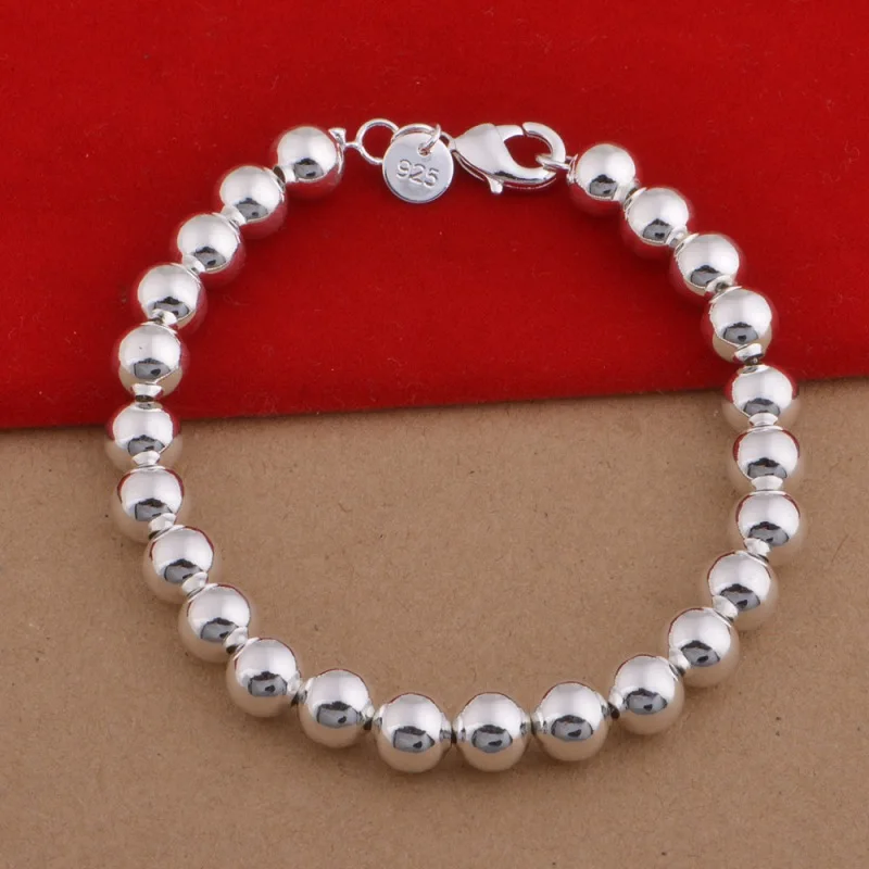 

top quality popular american jewelry solid 925 sterling silver bead bracelet, Colorful
