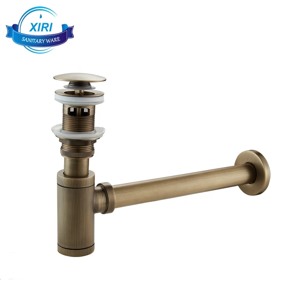 Bottle Traps Pop up Drain with Overflow Basin Faucet Antique Siphon P-traps Basin Sink Drainer