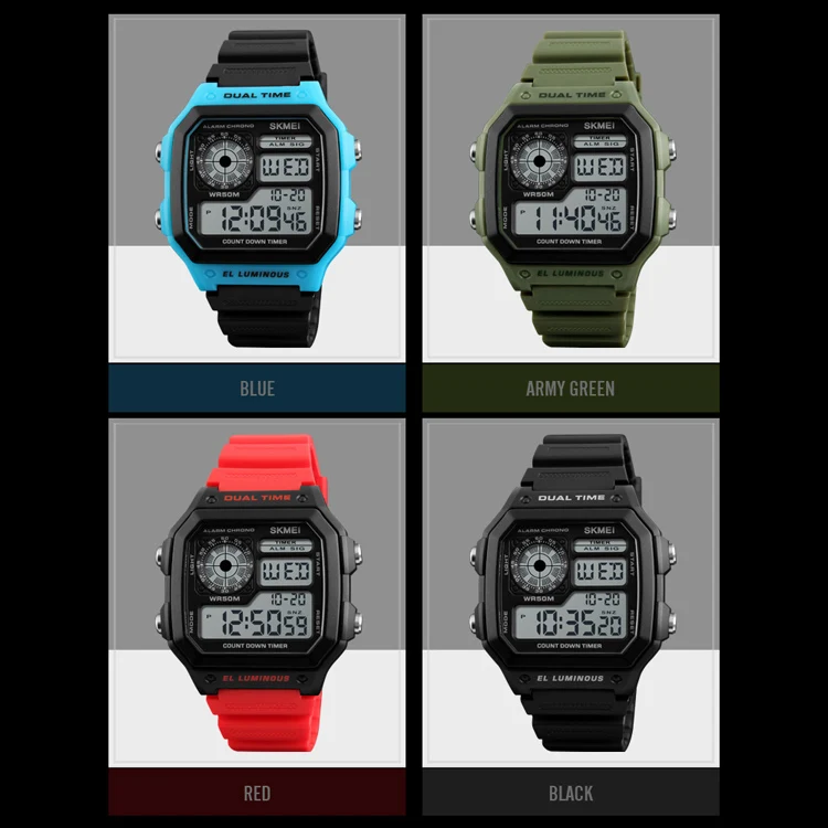 New arrival SKMEI 1299 low cost wrist watch pu band dual time ABS plastic watch water resistant digital sport watches.jpg