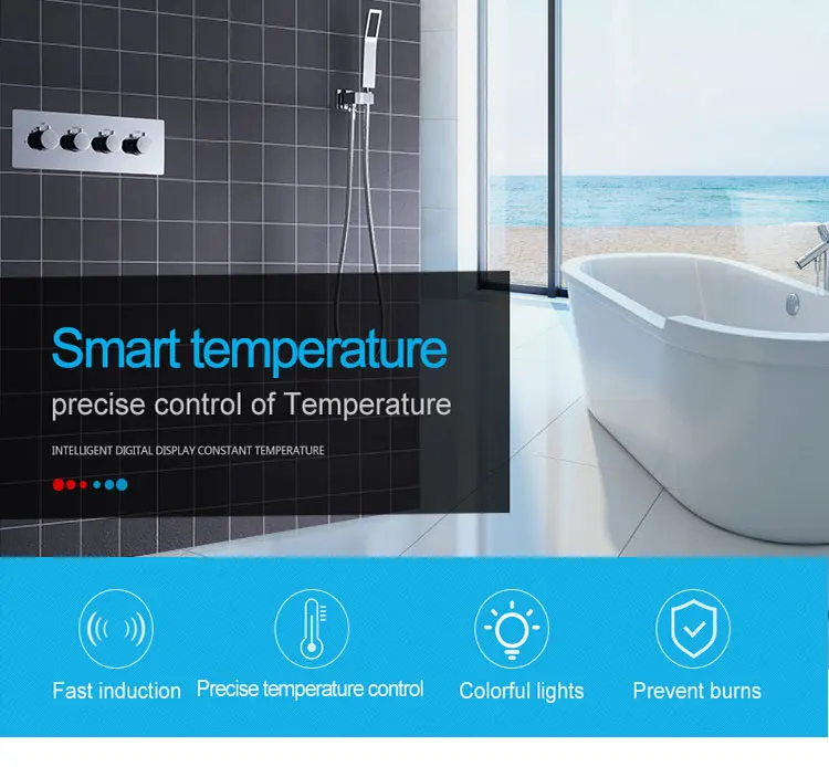 Hm Rainfall Waterfall Music Led Light Shower Head Thermostatic
