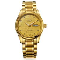 

Business Trendy Mechanical Automatic Movement Golden Mens Wrist Watches men wristwatch gold