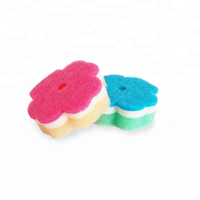 Allpurpose Flower Shaped Easy Cleaning Nonabrasive Sponge Scrubber Buy Sponge Dish Scrubber