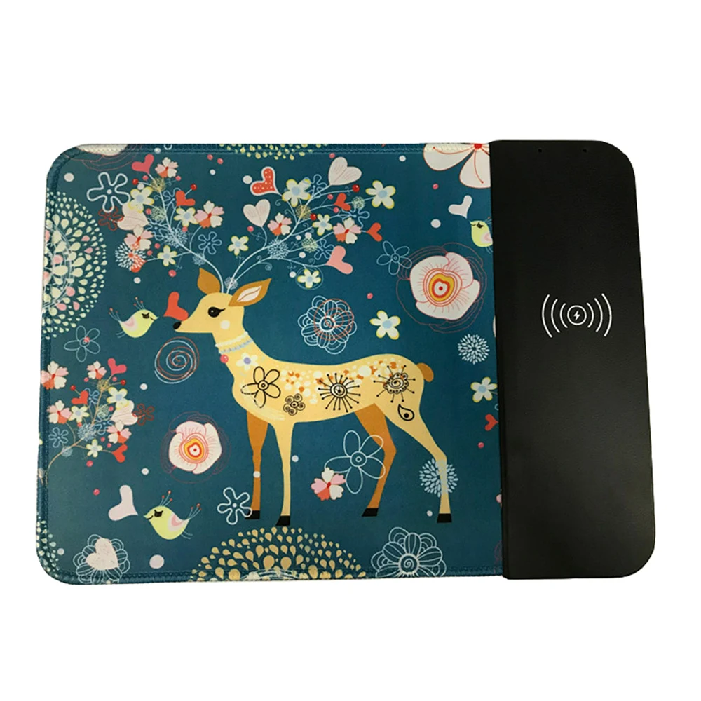 

2019 trending amazon promotion gift wireless charging mouse pad in colorful pattern for iPhone X