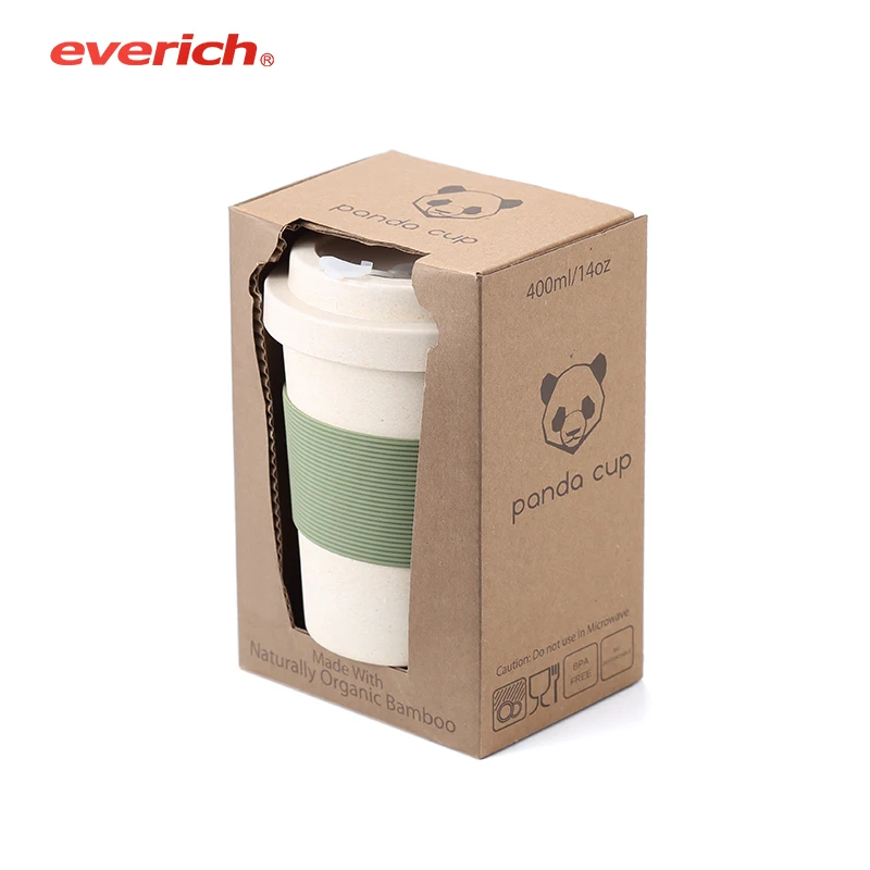 

Everich 350ml eco-friendly bamboo fiber coffee mug wholesale reusable travel cups with lid, Customized color acceptable