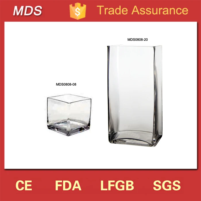 Discount Square Glass Cube Big Vases Bulk For Wedding Center Pieces