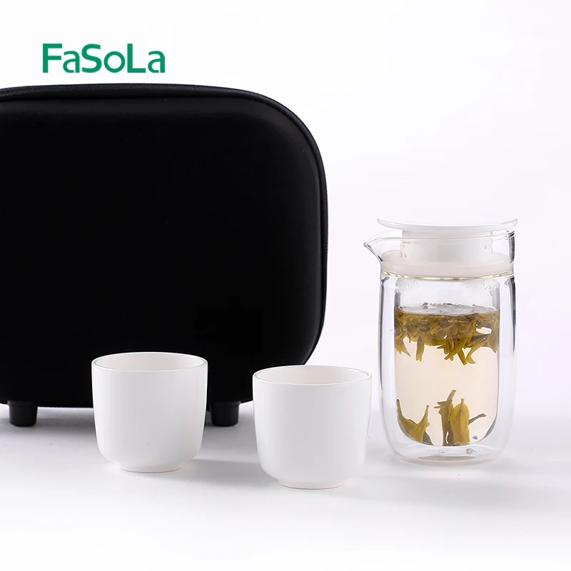 FaSoLa Portable Outdoor Travel Drinkware Glass Drinking Tea Cup Set
