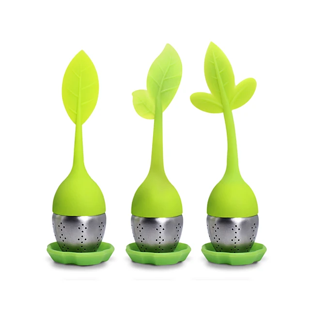 

High Quality Silicone Leaf Shaped Tea Strainer Tea Infuser, Any pantone color