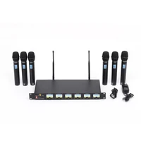 

MX66 6 Channel professional true diversity uhf wireless Microphone System with 6 Handheld Microphones