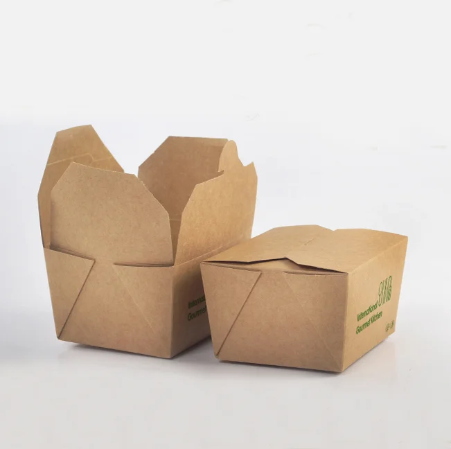 Printed Recycled Brown Kraft Paper Food Box / Wholesale Food Grade
