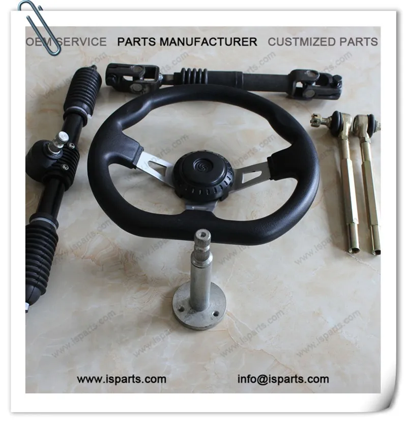 Set Of Go Kart Steering Wheel Assembly 270mm Tie Rod Rack Adjustable