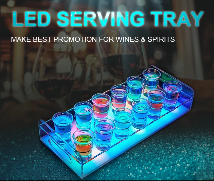 Led Shot Tray Light up Shot Tray - LED Acrylic Trays for Fun & Style