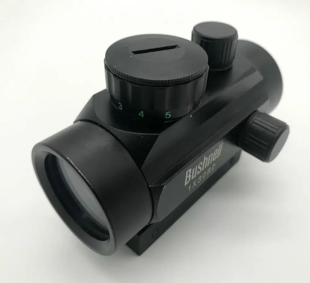 

Rifle Scope 1x30mm Red Dot Sight with 20mm/11mm Weaver Picatinny Mount Rails, Five Brightness Settings Reflex Sight for Hunting, Black