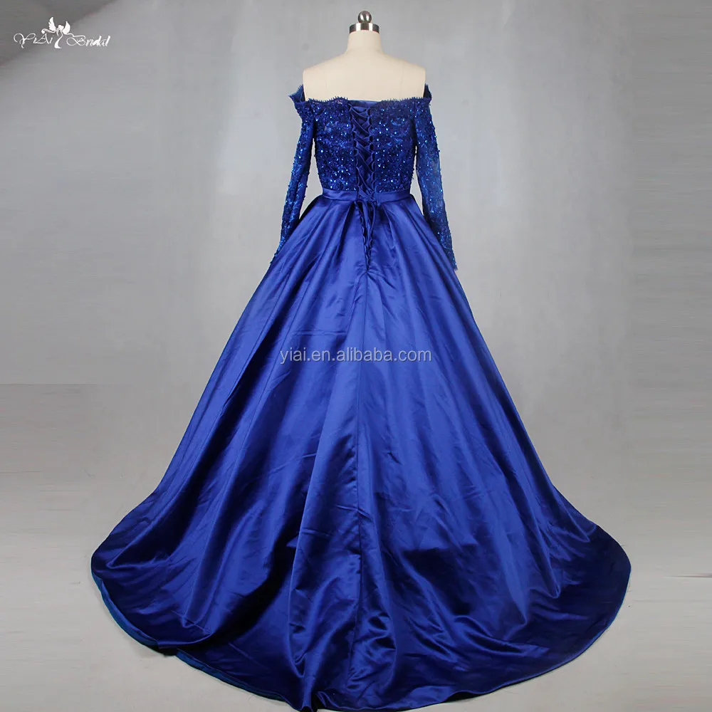 blue long evening gown