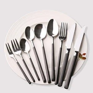 Image of 2019 Luxury Cutlery Set Stainless Steel Black Handle Flatware