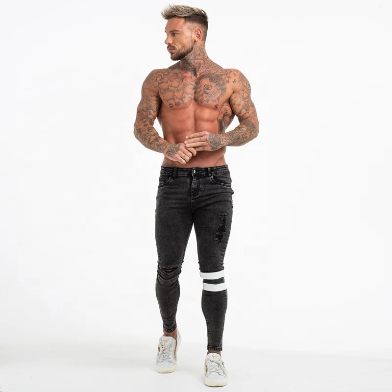 

Fashion men casual slim straight long pants new model skinny ripped jeans men