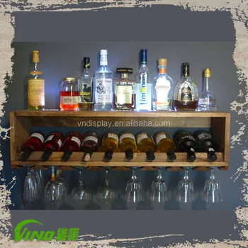 Antique Lighted Mini Bar Wine Bottle Rack Holder Handmade Wall Antique Lighted Mini Bar Wine Bottle Rack Holder Handmade Wall Mounted Storage Display