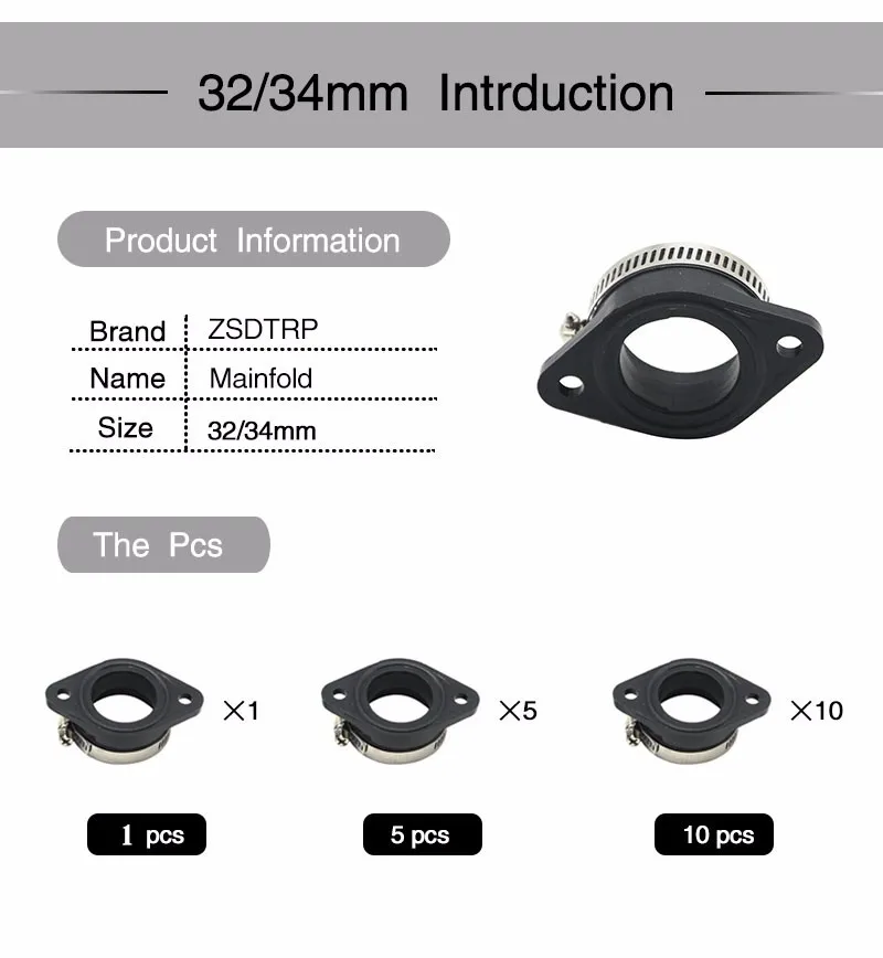 Motorcycle Quad Carburetor 30mm 32mm Rubber Adapter Intake Manifold