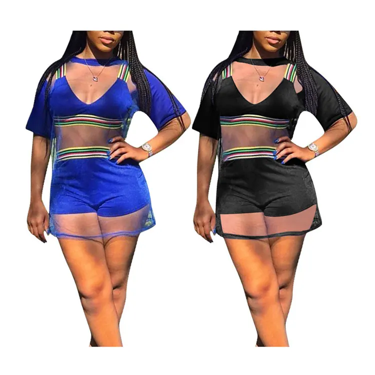 

80601-MX2 new style see through three piece set dress for women